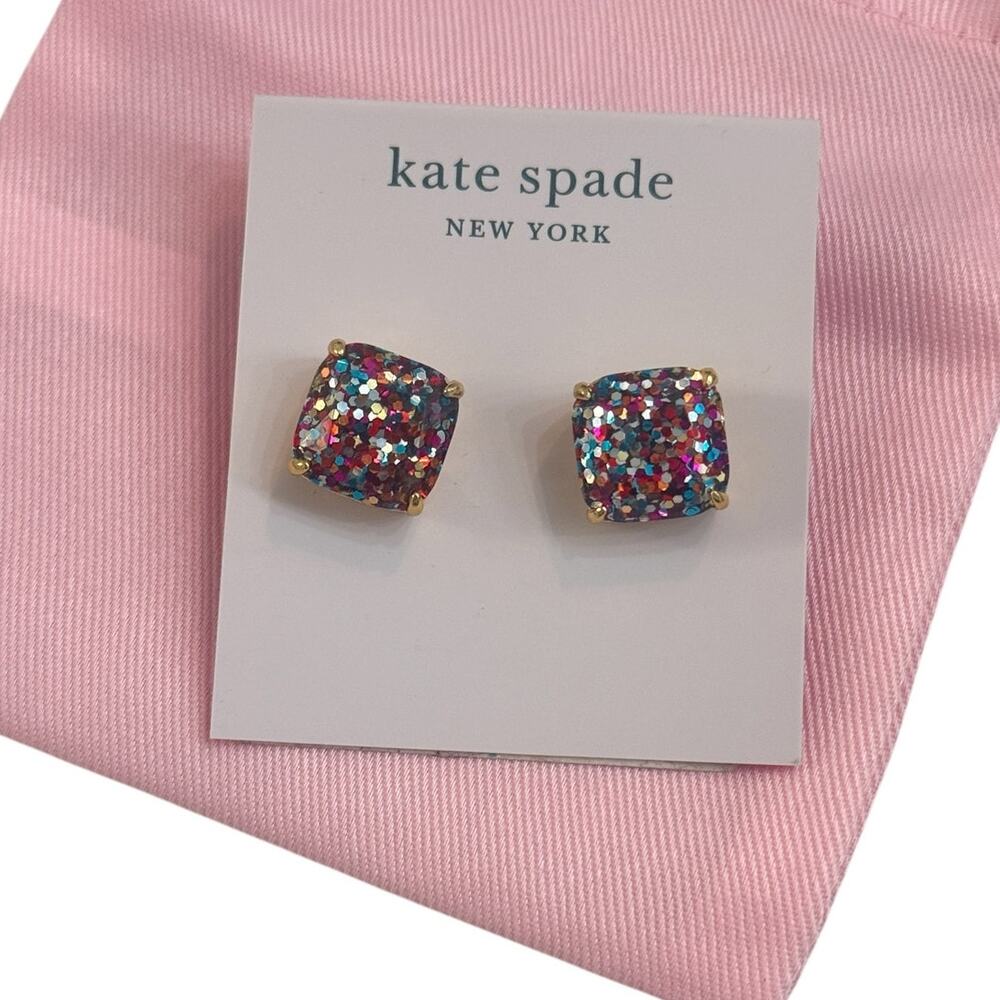 kate spade new york Glitter Crystal Square Stud Earrings